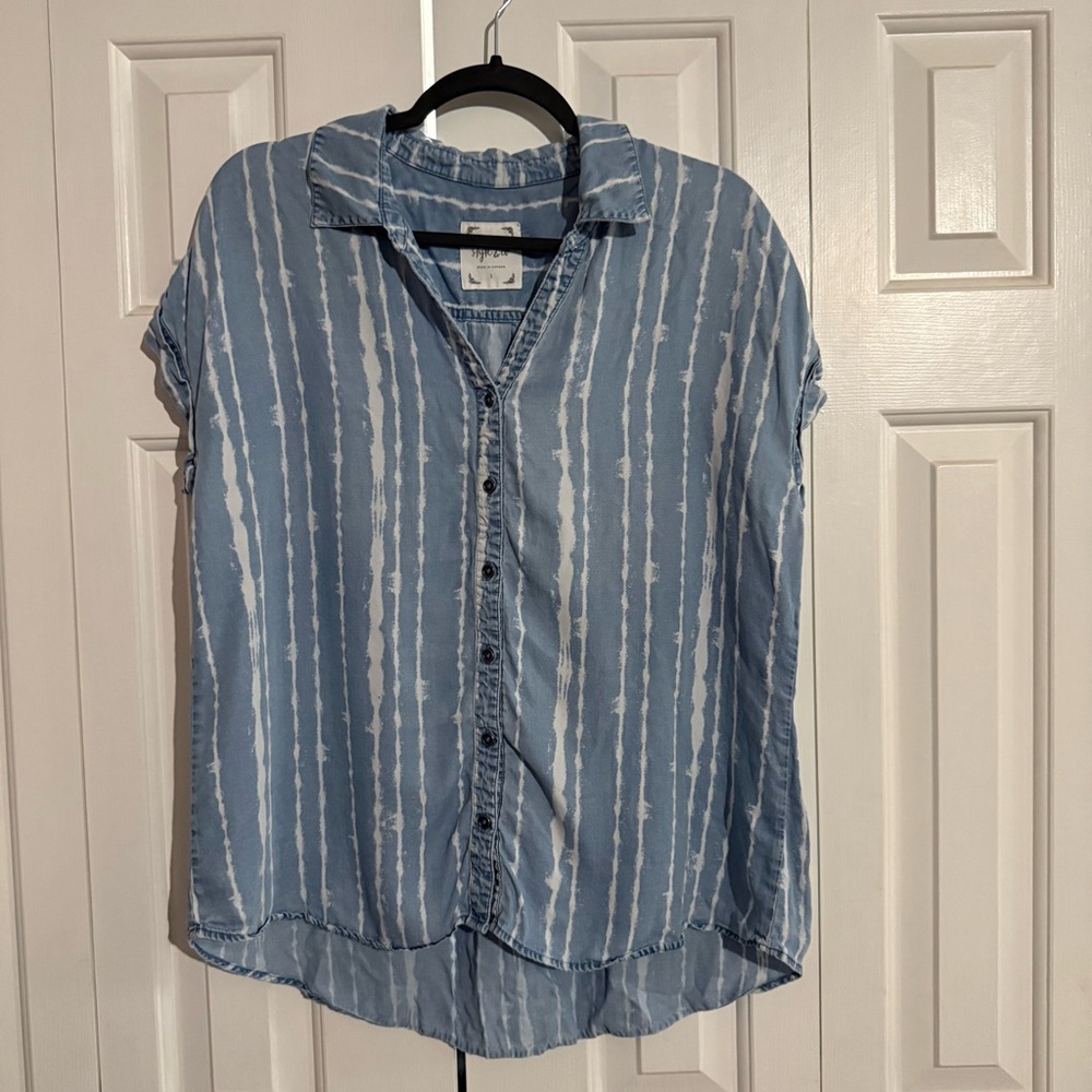 Style & Co. Light Blue Striped Button-Down Shirt